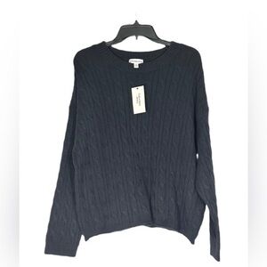 CALVIN KLEIN Lightweight Cable Knit Cropped Crewneck Sweater